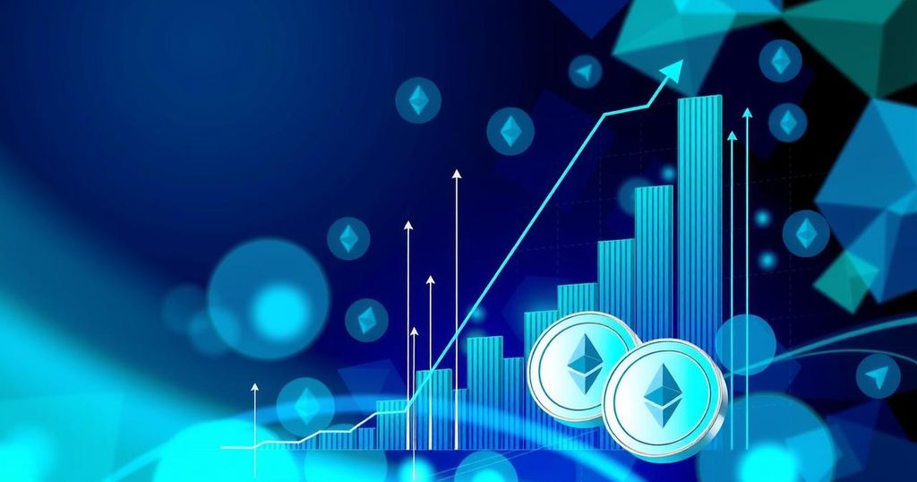 Ethereum price soaring towards $3,000 resistance with vibrant abstract charts and digital currency icons.