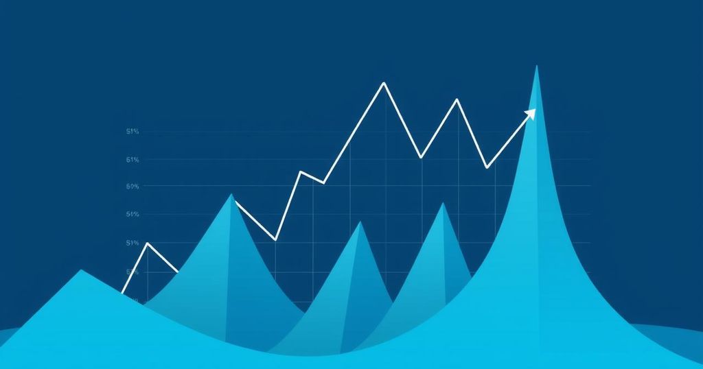 A digital representation of cryptocurrency market fluctuations with charts and graph patterns.