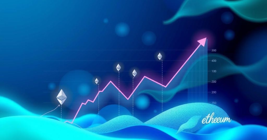 Ethereum price recovery with bullish indicators and whale activity on a digital currency chart in vibrant colours.