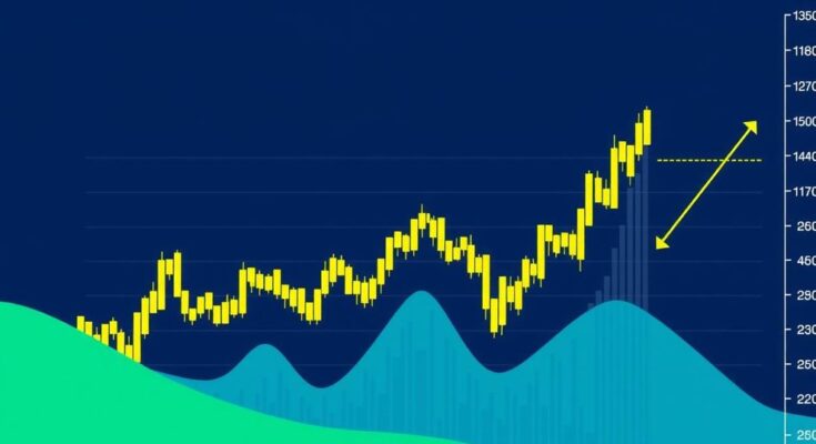 Abstract financial chart illustrating Bitcoin ETF trends, with bold colours highlighting market activity.