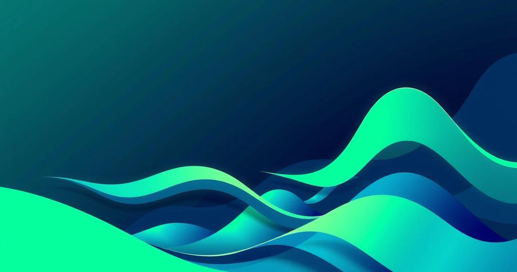 A vibrant digital abstract depicting market dynamics with green and blue tones, symbolising crypto trends and potential rebirth.