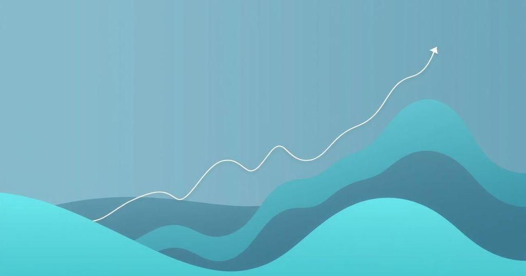 Abstract representation of a fluctuating cryptocurrency market with muted tones and geometric patterns.
