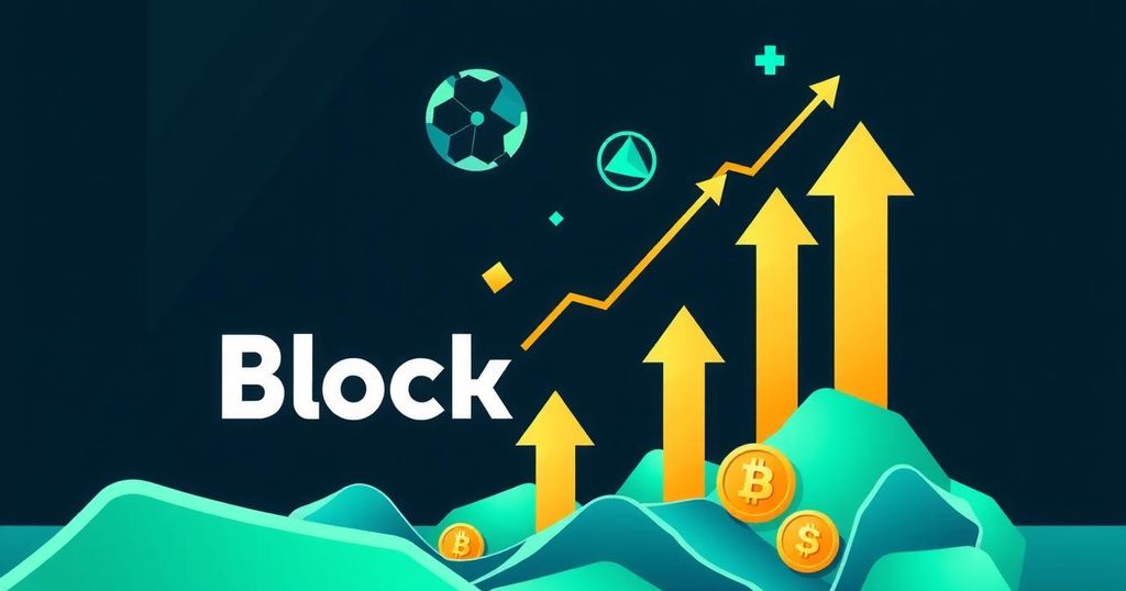 A digital representation of growth in cryptocurrency, showcasing BlockDAG's potential with upward arrows and vibrant colours.