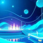 Visual representation of a digital crypto launch platform featuring vibrant colours and abstract shapes