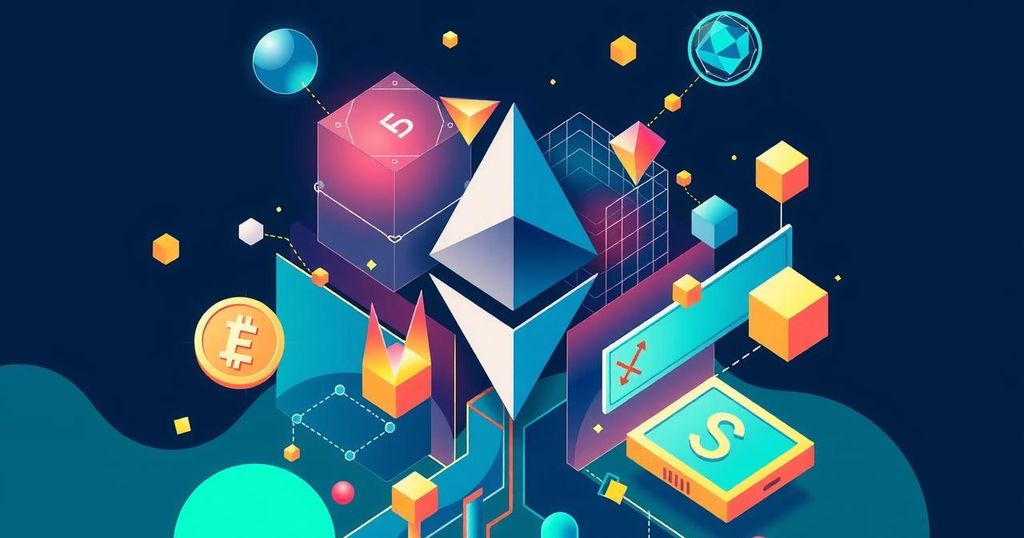 Blockchain technology symbolising Ethereum's resilience and potential as digital cash alternative in vibrant colours.