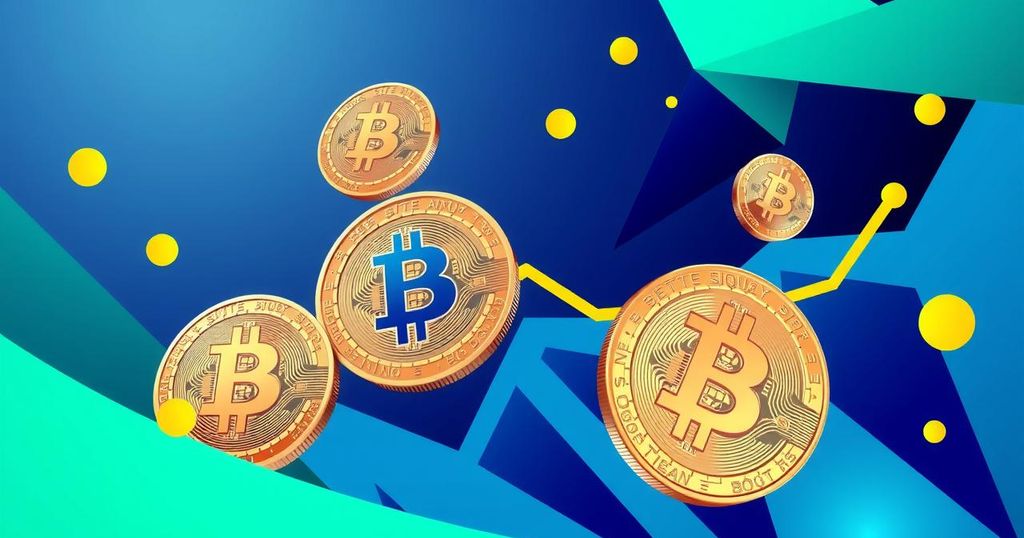 Abstract representation of cryptocurrency with vibrant colours, depicting stablecoins and bitcoin market activity.