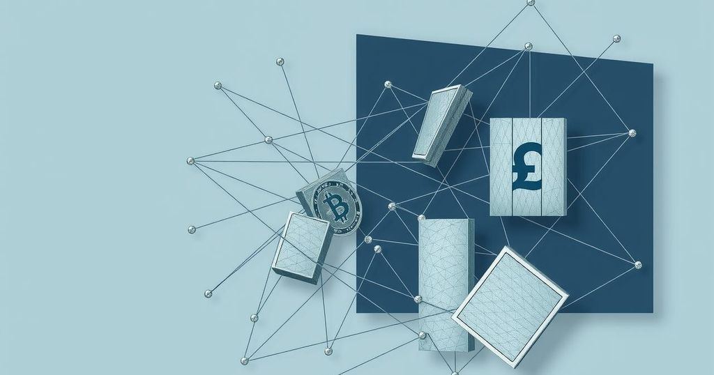 Abstract representation of financial fraud in a crypto fund with muted colours and geometric shapes.