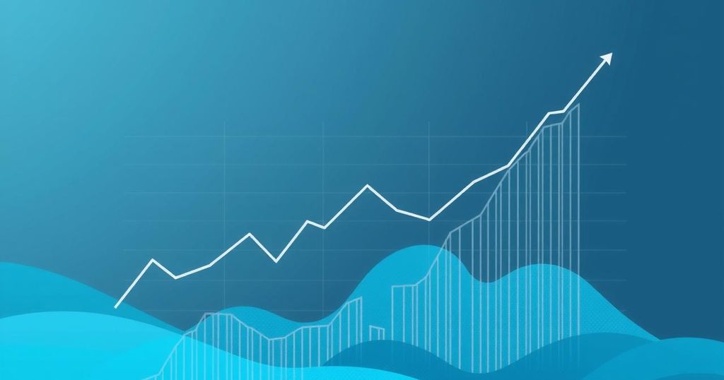 A digital art piece illustrating declining Bitcoin prices with abstract market trend visuals in cool tones.