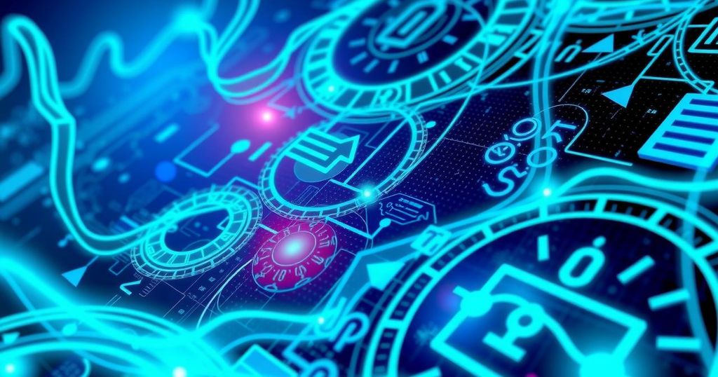 A digital currency representation featuring intricate blockchain designs in a modern, vibrant colour palette.