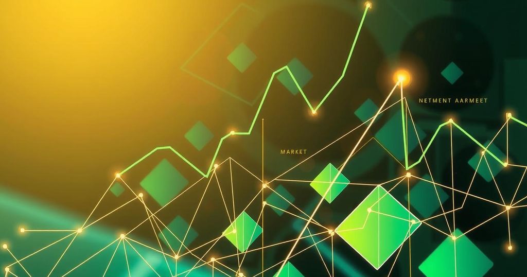 A digital representation of cryptocurrency market dynamics and trends with abstract geometric shapes in earthy tones.
