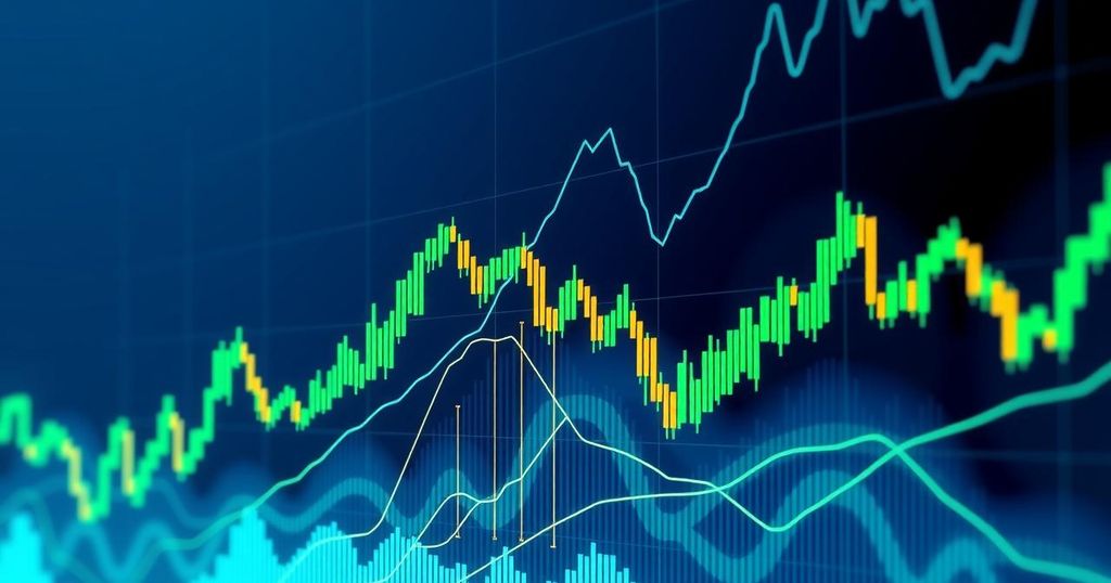 A vibrant illustration of a fluctuating cryptocurrency chart, highlighting Ethereum's ups and downs with volatility.