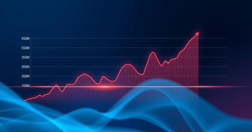 Bitcoin stands steady above a digital graph symbolising the cryptocurrency market downturn, with contrasting blue and red tones.