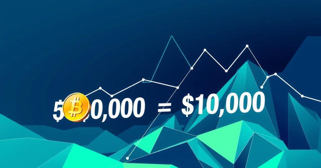 A vibrant digital landscape of Bitcoin fluctuations, with abstract shapes depicting rising short interest in a balanced colour scheme.