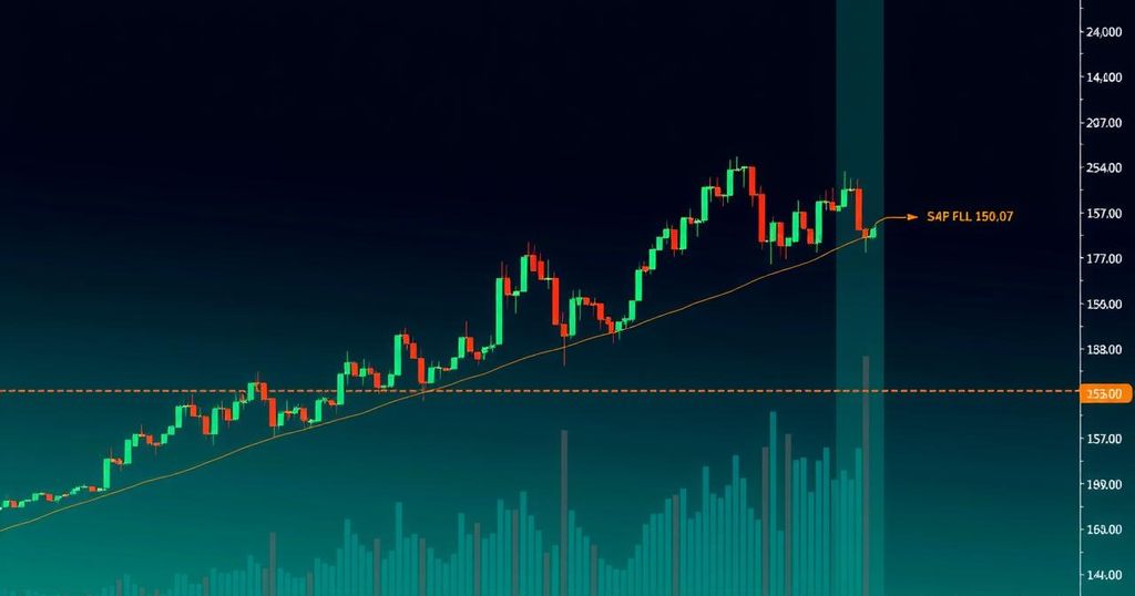 A cryptocurrency chart showing Bitcoin price resistance and support levels with a bullish trend line and colour gradients.