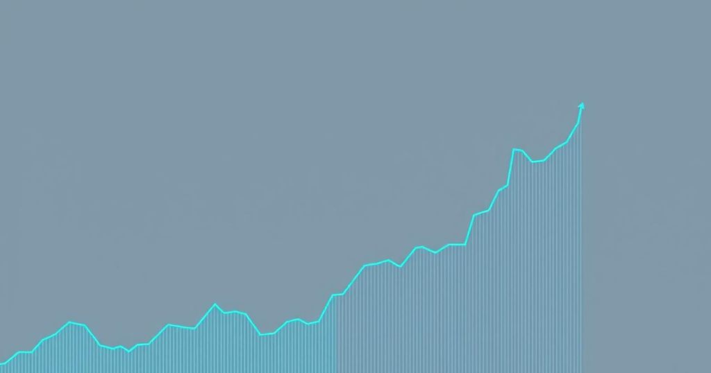 Ethereum price trends depicted with fluctuating graph lines in blue and green against a minimalist grey background.