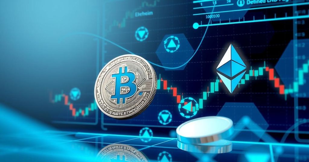 A futuristic trading platform with digital currencies depicted, emphasising innovation in cryptocurrency trading.