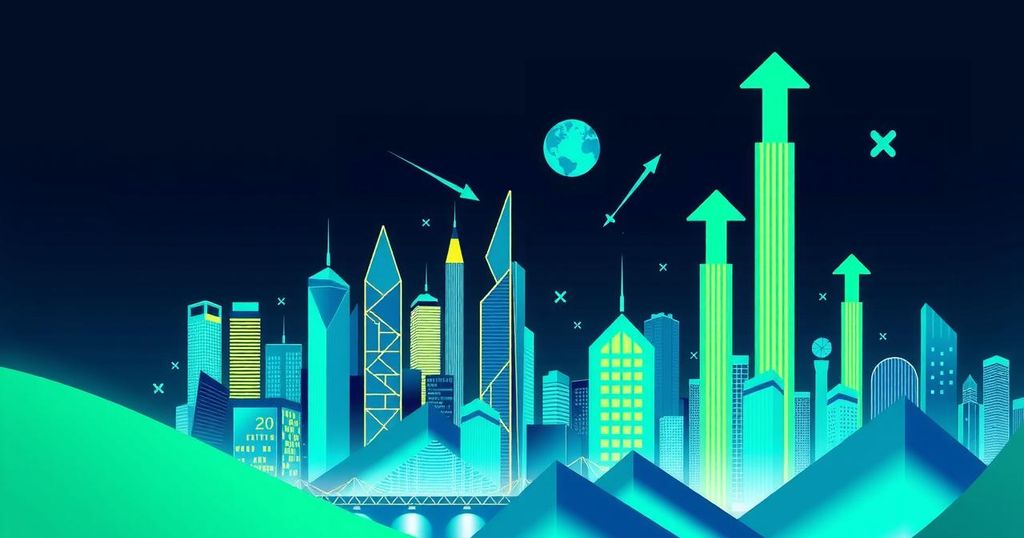 A symbolic representation of crypto regulation, featuring a stylised blockchain and bright green arrows.