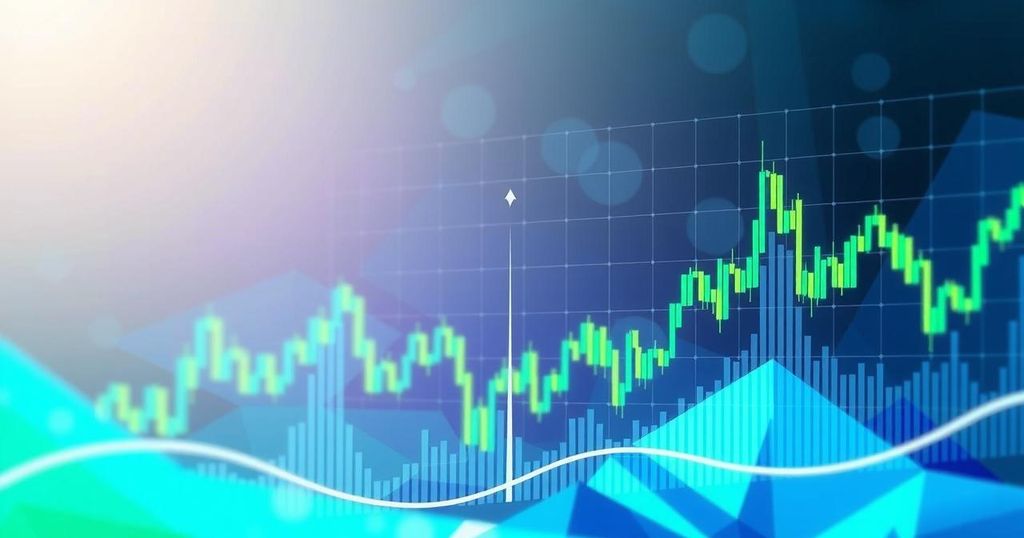 A digital art representation of Ethereum's future trends with abstract financial graphs and vibrant colours reflecting optimism.