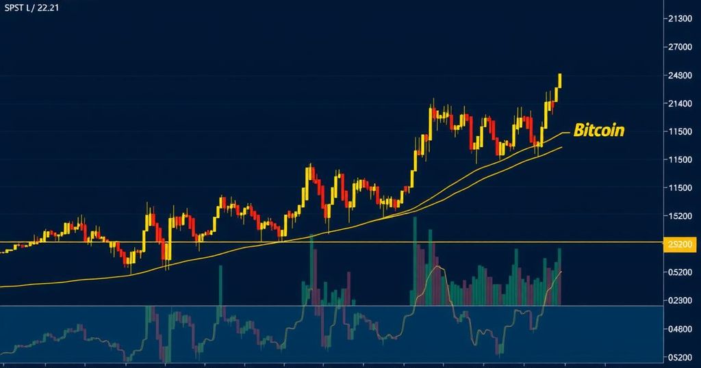 Bitcoin price chart showing resilient trends and indicators of potential breakout.