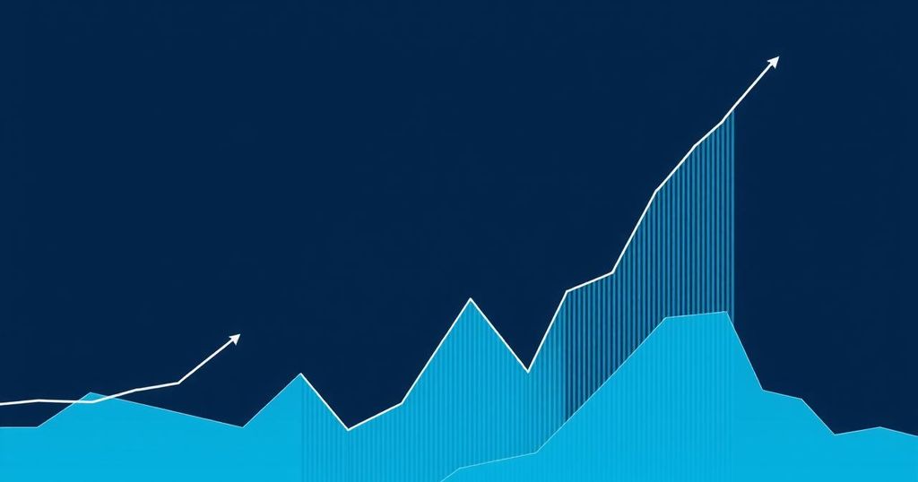 A digital illustration of a fluctuating cryptocurrency graph, emphasising downward trends in cool tones.