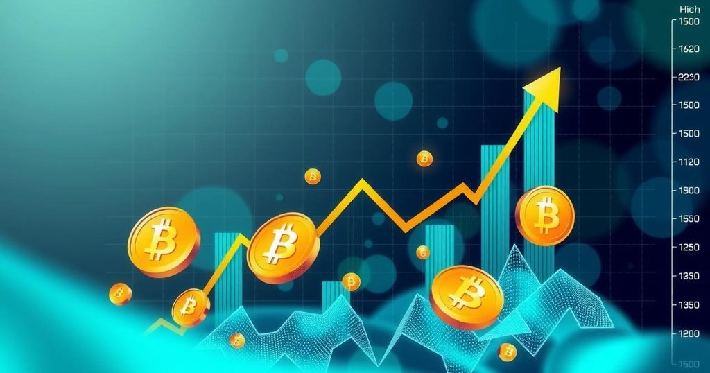 A bullish Bitcoin price chart showcasing breakout patterns and bullish trends with vibrant colours.