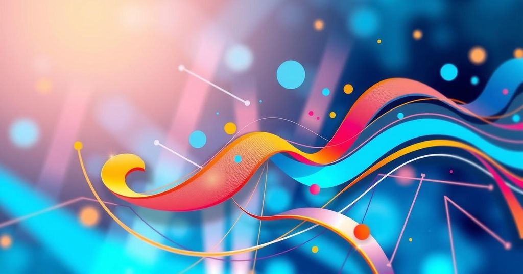 Concept of cryptocurrency and political innovation, with vibrant colours and abstract elements representing technology.