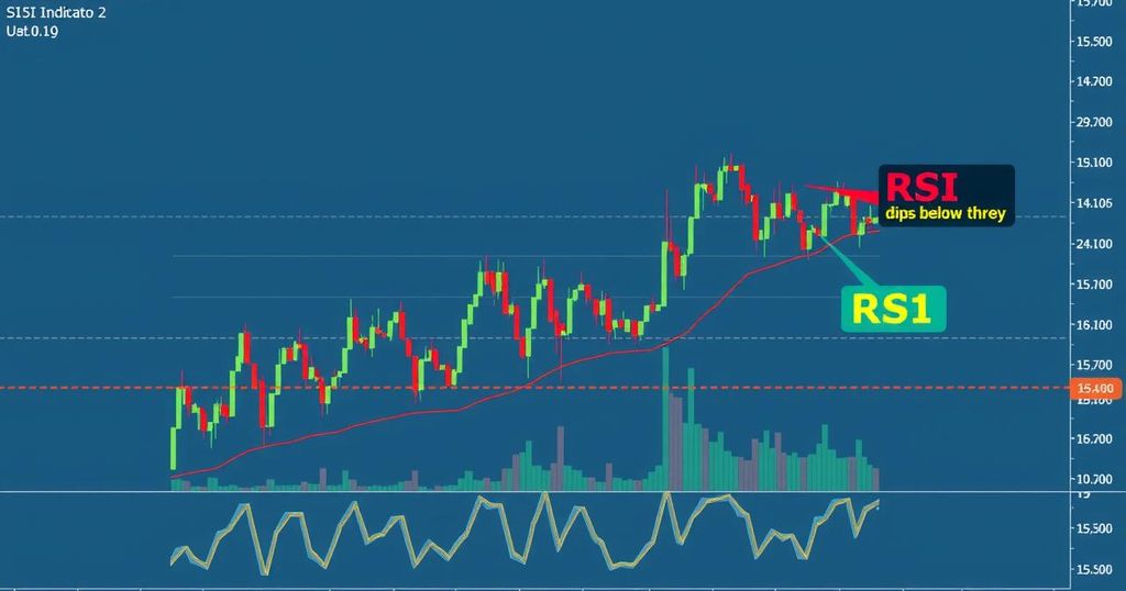 A graphical representation of Bitcoin price trends with key support levels and indicators in cool tones.