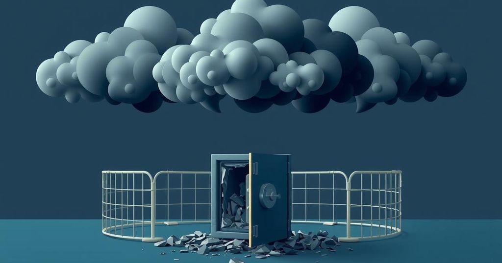 A visual metaphor for crypto investors facing security risks, featuring dark clouds and protective barriers.