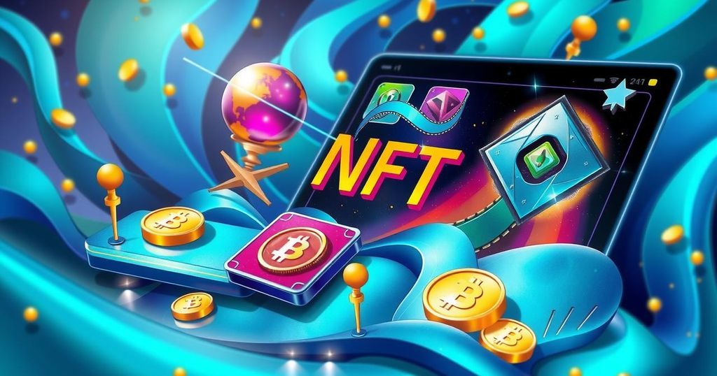 Fantasy-themed blockchain gaming image with NFT cards and vibrant colours reflecting social finance revival.