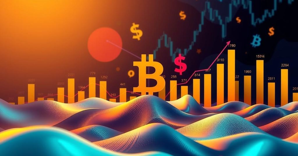 A visual of Bitcoin symbolising market dominance, with a contrasting backdrop of fluctuating altcoins' value.