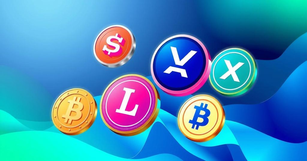 Digital representation of cryptocurrency symbols with hints of approval, using vibrant blues and greens.