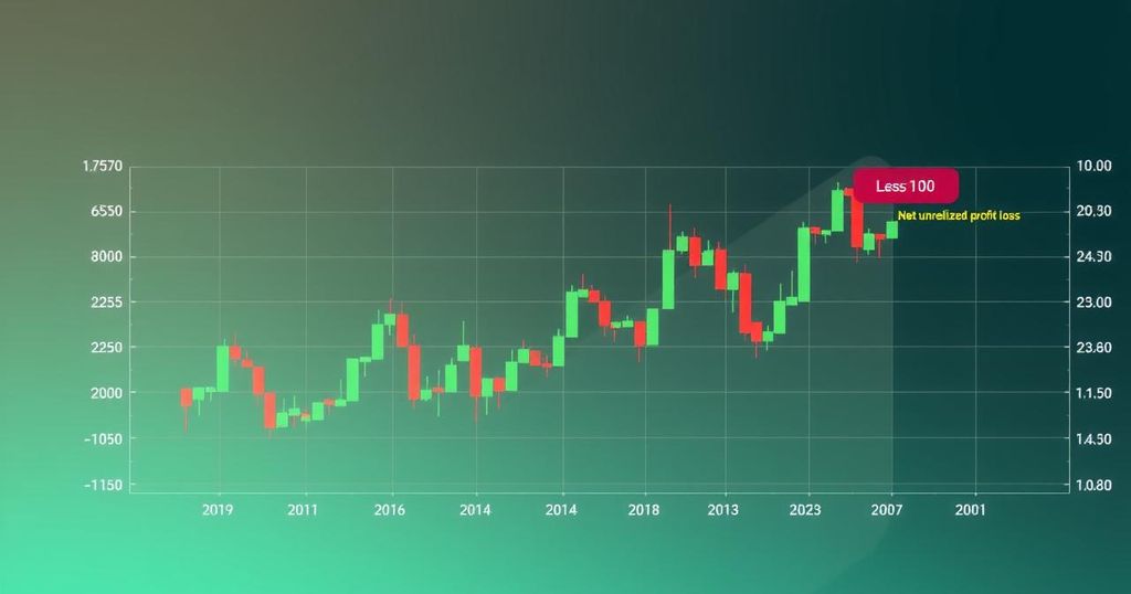 A chart showing Ethereum Net Unrealized Profit/Loss trend over time with green and red lines indicating profit and loss.