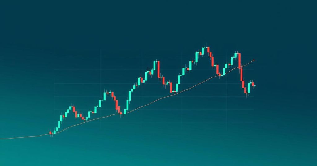 A visual representation of cryptocurrency market trends with a symmetrical triangle and Bollinger Bands.