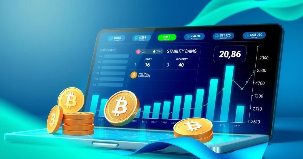 A modern digital banking interface featuring crypto elements, in vibrant blues and greens, symbolising global finance.