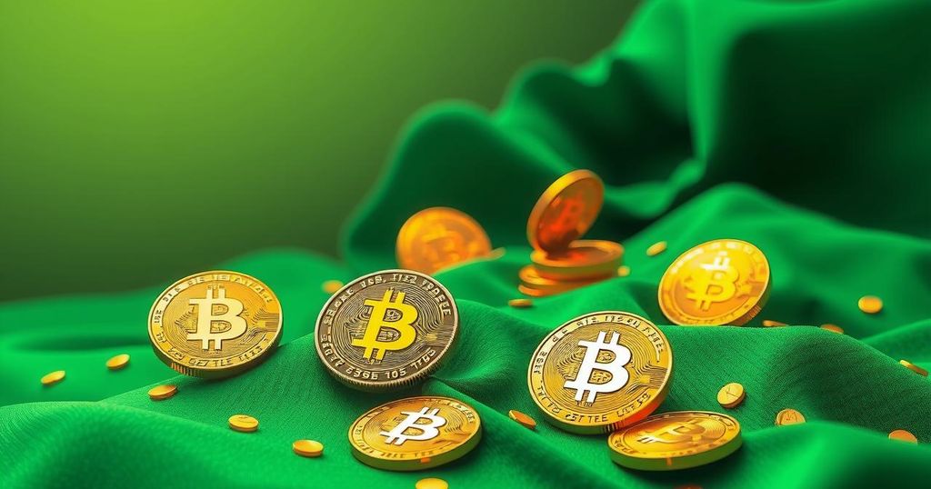 A visual representation of Bitcoin investments, showcasing digital coins in a stylised financial environment.