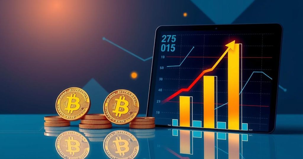 A sleek digital artwork featuring Bitcoin symbols and financial graphs, showcasing corporate finance innovation.