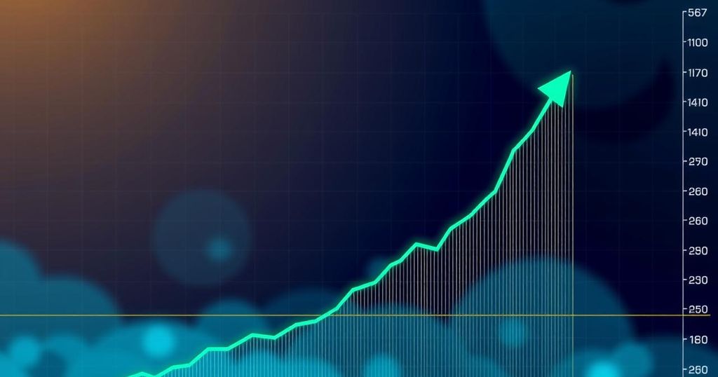 A bullish Ethereum chart depicting a projected liftoff phase with bright green and blue trends.