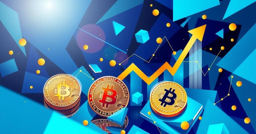 A digital artwork illustrating the growing interest in cryptocurrency among South Koreans with vibrant colours and abstract themes.