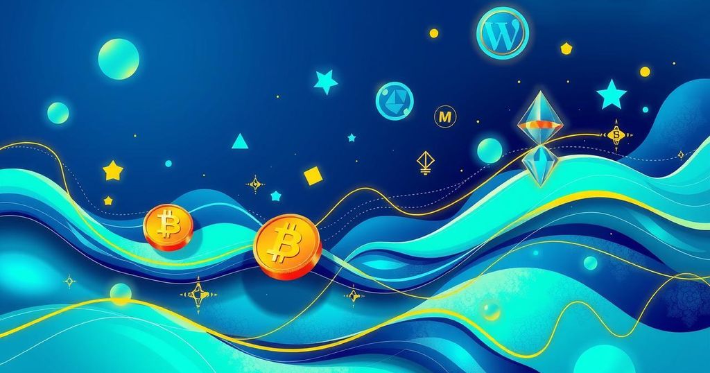 An abstract depiction of a digital finance landscape with vibrant colours representing innovation and stability in blockchain.
