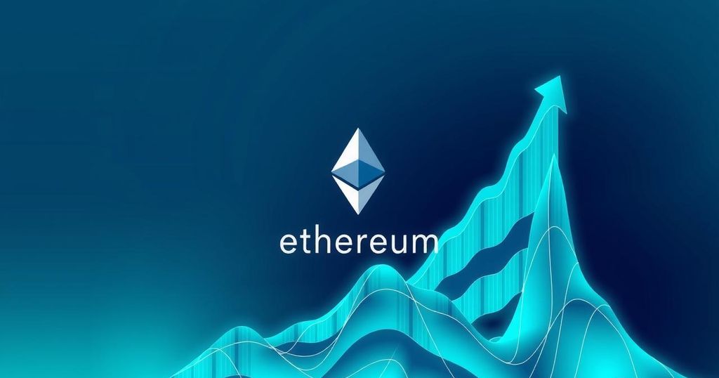 A rising wedge pattern with Ethereum logo, showcasing market dynamics in a trending financial theme.