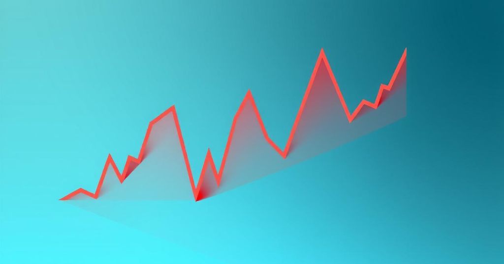 Graph depicting Ethereum price fluctuations with a red and green colour scheme in a digital art style.