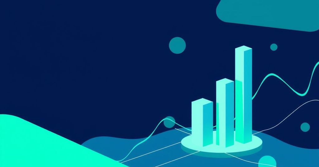 Abstract representation of digital assets and tax reform with modern design elements in blue and green tones.