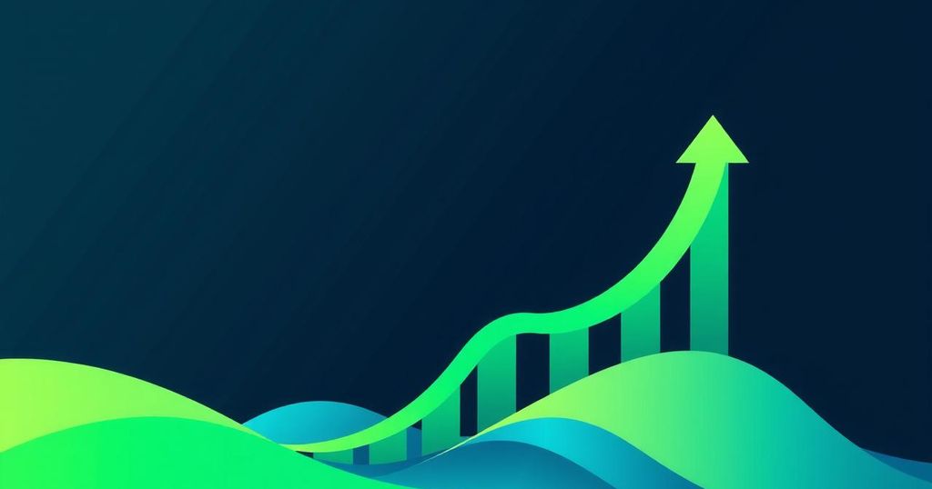 A bullish graphic showing Bitcoin with upward trends and charts symbolising market optimism and potential new highs.