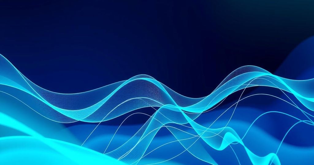 A digital art representation of fluctuating cryptocurrency market trends and blockchain activity.