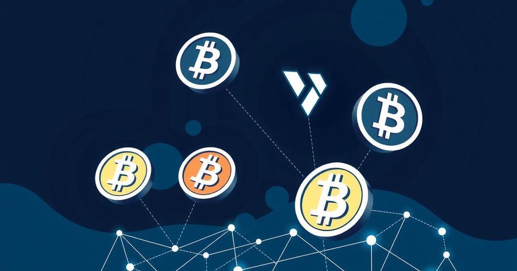 A conceptual illustration of cryptocurrency prominently featuring symbols, avoid scams with dark tones.